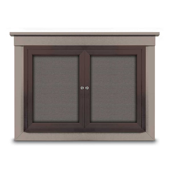 60"x36" 2-Door Enclosed Letterboard, Grey Vinyl/Lt Oak